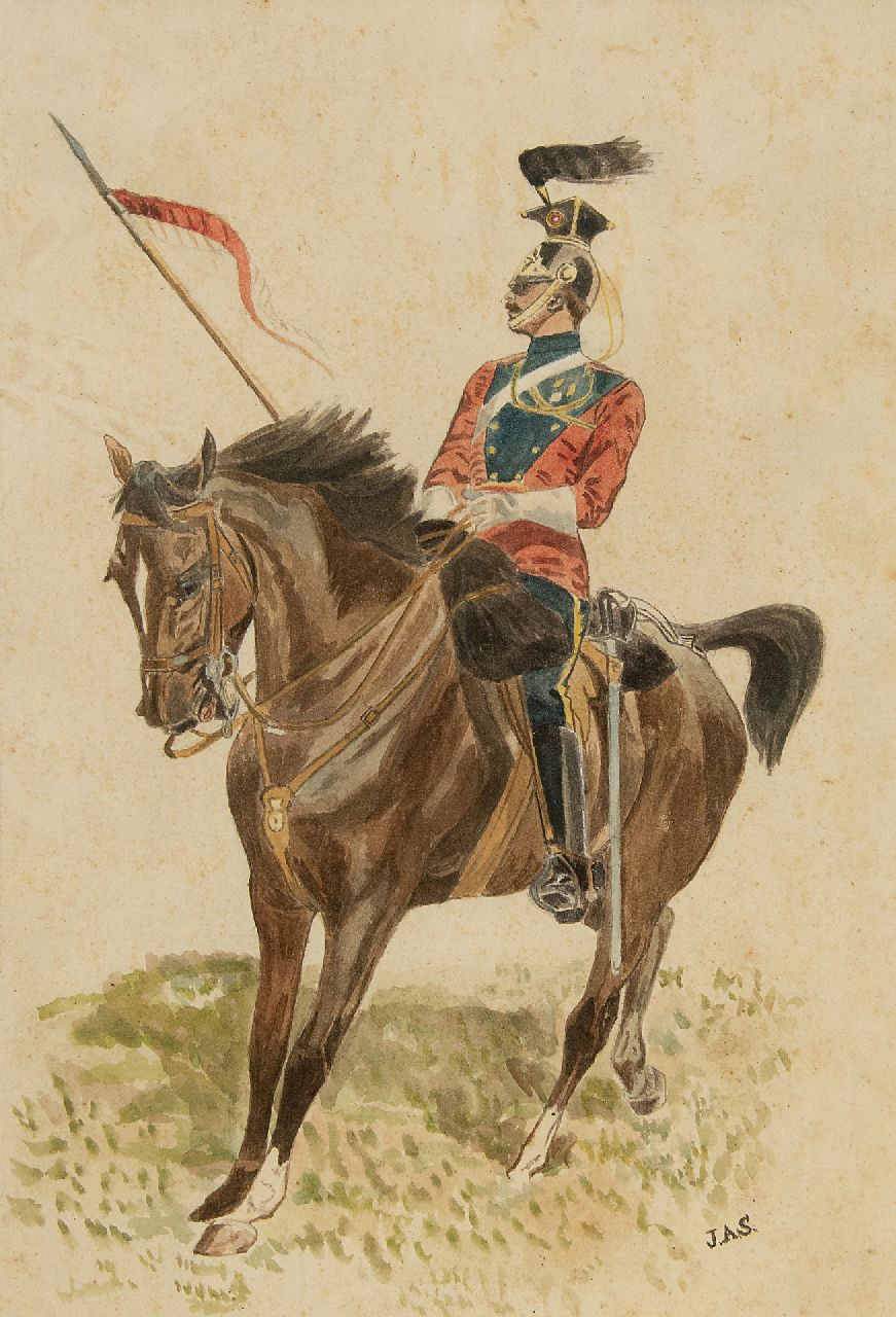 Staring W.C. | Willem Constantijn Staring | Aquarellen en tekeningen te koop aangeboden | Cavalerist te paard, aquarel op papier 30,9 x 21,0 cm Staring W.C. | Willem Constantijn Staring | Aquarellen en tekeningen te koop aangeboden | Cavalerist te paard, aquarel op papier 30,9 x 21,0 cm