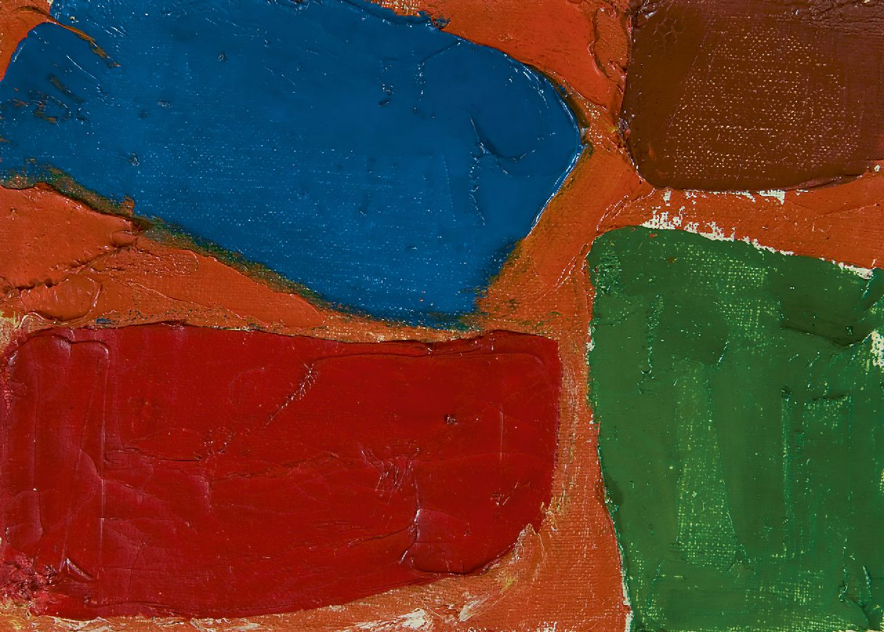 Gilbert S. | Stephen Gilbert | Schilderijen te koop aangeboden | Compositie, olieverf op doek 16,3 x 22,5 cm, te dateren ca. 1951 Gilbert S. | Stephen Gilbert | Schilderijen te koop aangeboden | Compositie, olieverf op doek 16,3 x 22,5 cm, te dateren ca. 1951