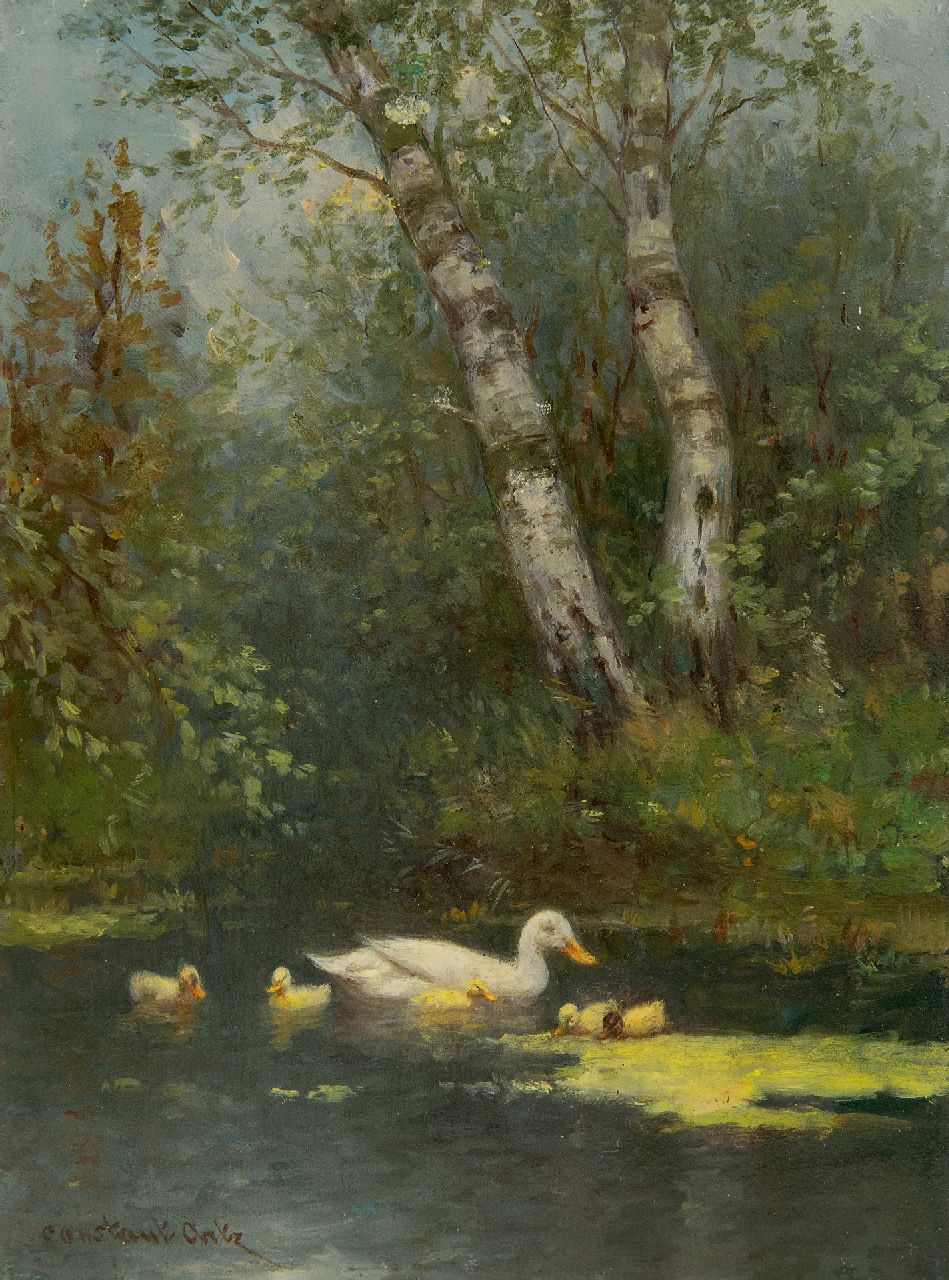 Artz C.D.L. | 'Constant' David Ludovic Artz | Schilderijen te koop aangeboden | Eendjes langs de waterkant, olieverf op paneel 24,2 x 18,2 cm, gesigneerd linksonder en zonder lijst Artz C.D.L. | 'Constant' David Ludovic Artz | Schilderijen te koop aangeboden | Eendjes langs de waterkant, olieverf op paneel 24,2 x 18,2 cm, gesigneerd linksonder en zonder lijst