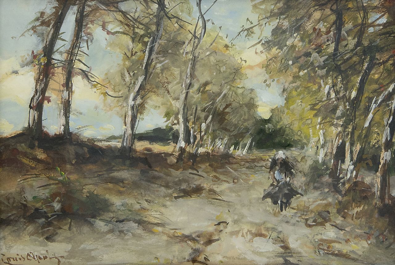 Apol L.F.H. | Lodewijk Franciscus Hendrik 'Louis' Apol | Aquarellen en tekeningen te koop aangeboden | Boslaantje in de herfst, aquarel op papier 15,0 x 22,5 cm, gesigneerd linksonder Apol L.F.H. | Lodewijk Franciscus Hendrik 'Louis' Apol | Aquarellen en tekeningen te koop aangeboden | Boslaantje in de herfst, aquarel op papier 15,0 x 22,5 cm, gesigneerd linksonder