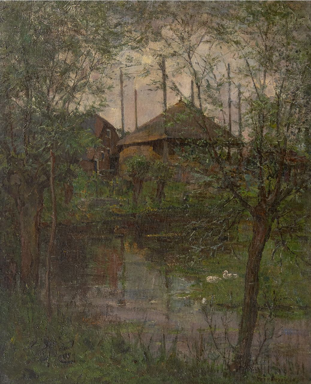 Mondriaan P.C. | Pieter Cornelis 'Piet' Mondriaan, Hooimijt met wilgenbomen, olieverf op doek 63,3 x 51,9 cm, gesigneerd rechtsonder en te dateren ca. 1897-1898 Mondriaan P.C. | Pieter Cornelis 'Piet' Mondriaan, Hooimijt met wilgenbomen, olieverf op doek 63,3 x 51,9 cm, gesigneerd rechtsonder en te dateren ca. 1897-1898
