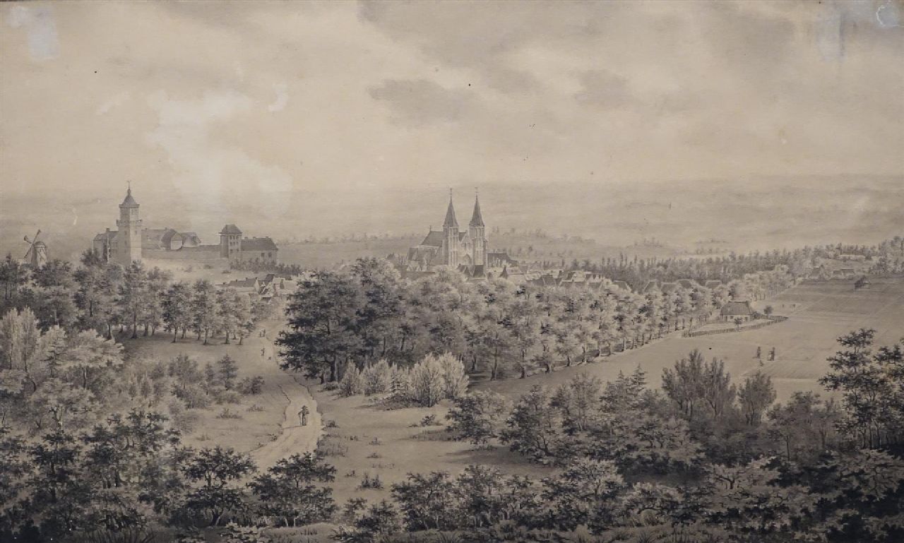 Hollandse School, 19e eeuw | Hollandse School, 19e eeuw | Aquarellen en tekeningen te koop aangeboden | Panoramisch gezicht op de Duitse stad Kleef met de Zwanenburcht en de Stiftskirche i.o., inkt op papier 23,1 x 38,2 cm, gesigneerd rechtsonder en gedateerd 1842 Hollandse School, 19e eeuw | Hollandse School, 19e eeuw | Aquarellen en tekeningen te koop aangeboden | Panoramisch gezicht op de Duitse stad Kleef met de Zwanenburcht en de Stiftskirche i.o., inkt op papier 23,1 x 38,2 cm, gesigneerd rechtsonder en gedateerd 1842
