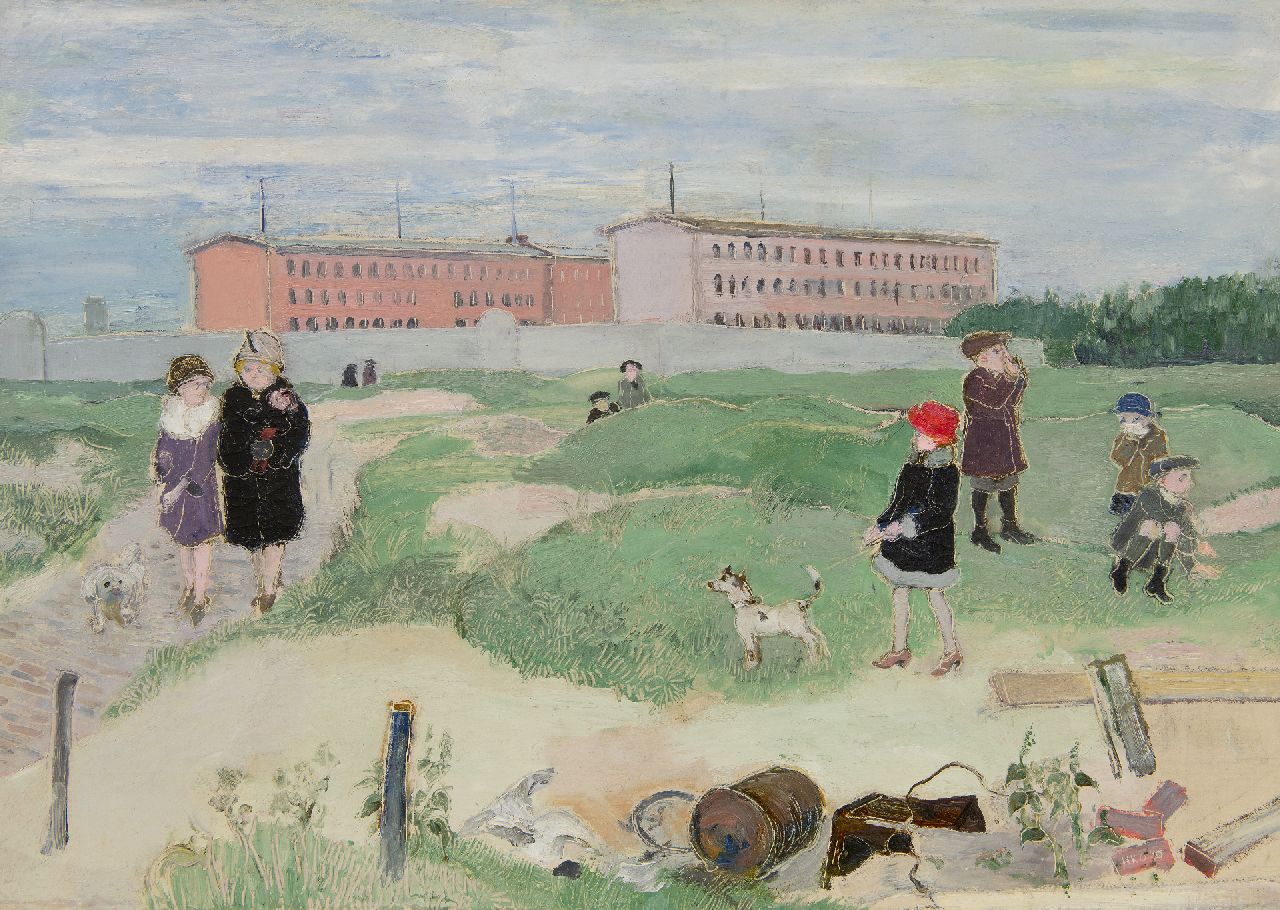 Kamerlingh Onnes H.H. | 'Harm' Henrick Kamerlingh Onnes | Schilderijen te koop aangeboden | De hond uitlaten, Scheveningen, olieverf op doek 44,4 x 62,3 cm, gesigneerd rechtsonder met initialen en gedateerd '27 Kamerlingh Onnes H.H. | 'Harm' Henrick Kamerlingh Onnes | Schilderijen te koop aangeboden | De hond uitlaten, Scheveningen, olieverf op doek 44,4 x 62,3 cm, gesigneerd rechtsonder met initialen en gedateerd '27