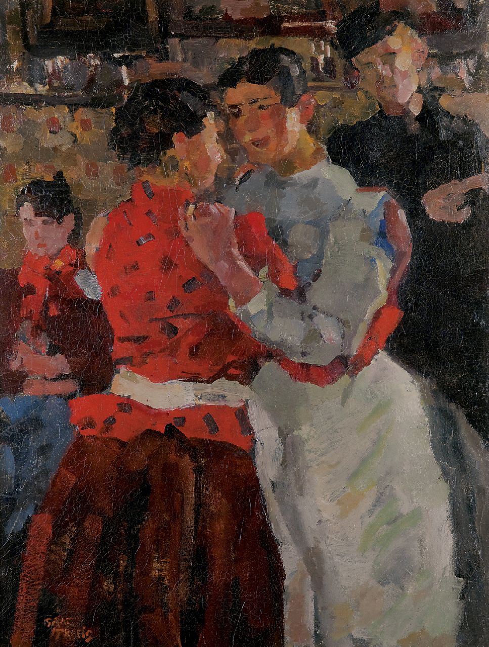 Israels I.L. | 'Isaac' Lazarus Israels, Dansende vrouwen, Amsterdam, olieverf op doek 97,5 x 74,5 cm, gesigneerd linksonder en te dateren ca. 1892-1897 Israels I.L. | 'Isaac' Lazarus Israels, Dansende vrouwen, Amsterdam, olieverf op doek 97,5 x 74,5 cm, gesigneerd linksonder en te dateren ca. 1892-1897