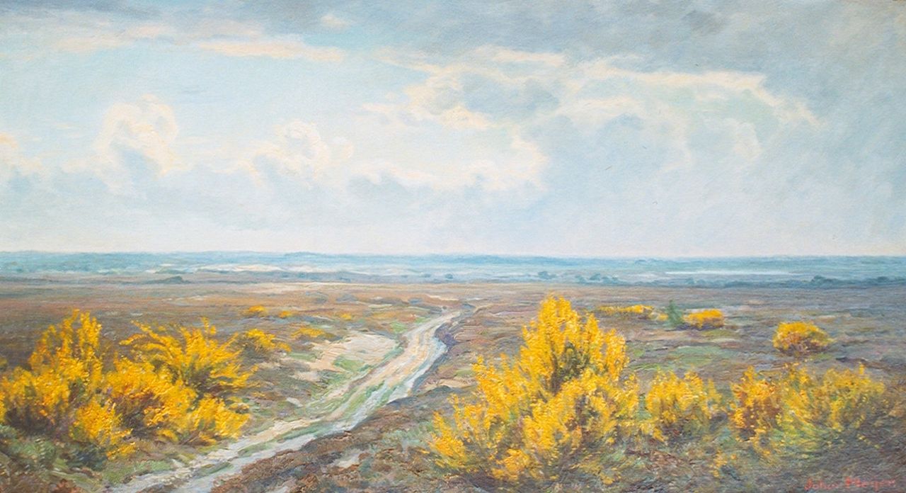 Meijer J. | Johannes 'Johan' Meijer, Bloeiende brem, olieverf op doek 45,3 x 84,8 cm, gesigneerd rechtsonder Meijer J. | Johannes 'Johan' Meijer, Bloeiende brem, olieverf op doek 45,3 x 84,8 cm, gesigneerd rechtsonder