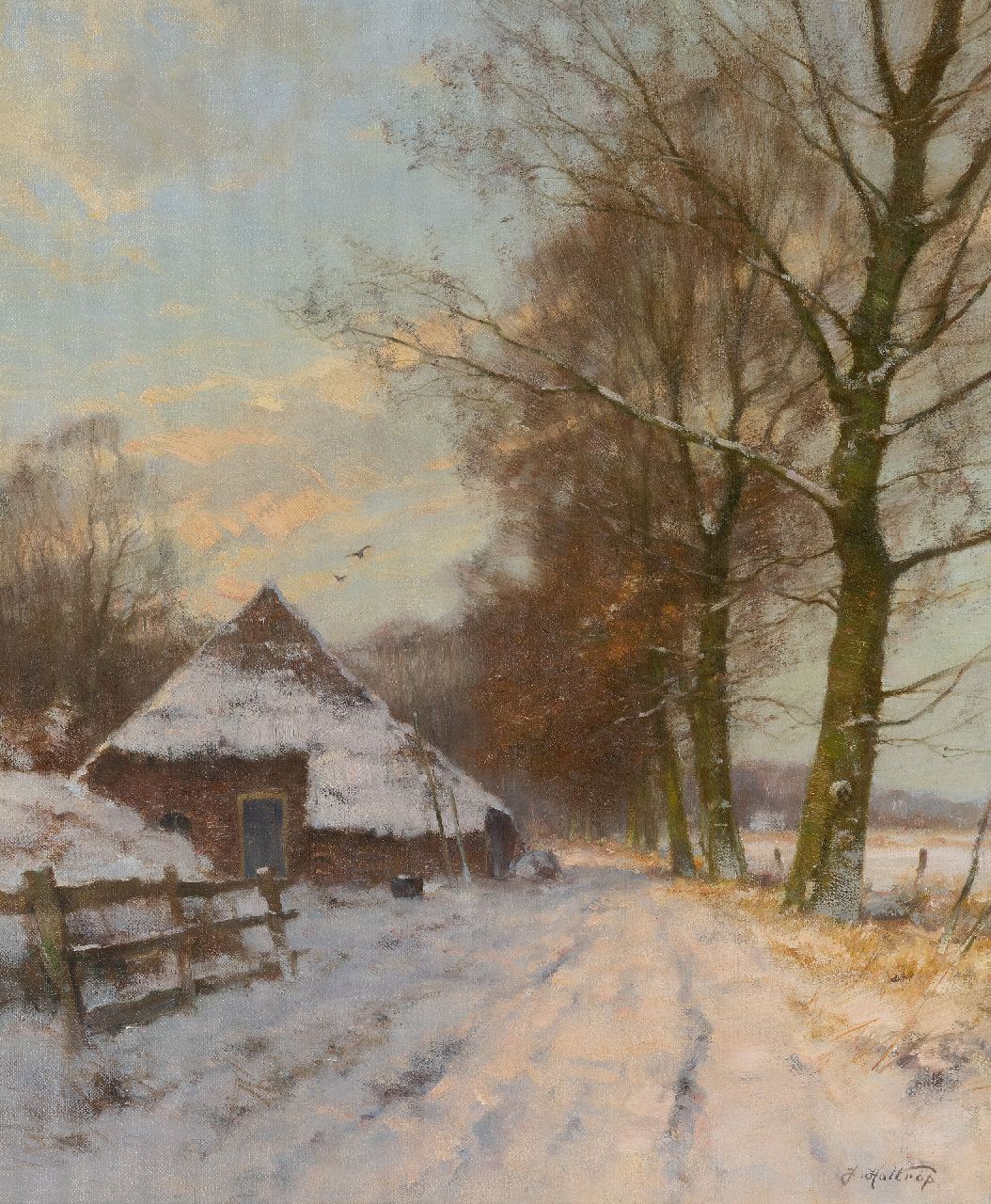 Holtrup J.  | Jan Holtrup, Winter in de Achterhoek, olieverf op doek 60,3 x 50,3 cm, gesigneerd rechtsonder en op spieraam en te dateren ca. 1973