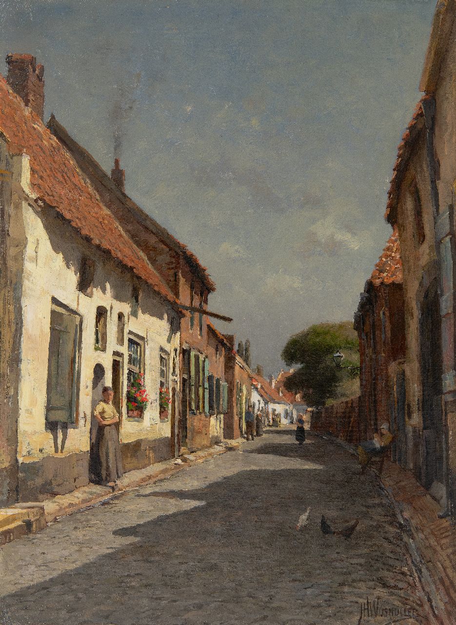 Wijsmuller J.H. | Jan Hillebrand Wijsmuller | Schilderijen te koop aangeboden | De Korte Kerkstraat (voorheen Zaksteeg) in Hattem op een zonnige dag, olieverf op doek 50,2 x 37,3 cm, gesigneerd rechtsonder Wijsmuller J.H. | Jan Hillebrand Wijsmuller | Schilderijen te koop aangeboden | De Korte Kerkstraat (voorheen Zaksteeg) in Hattem op een zonnige dag, olieverf op doek 50,2 x 37,3 cm, gesigneerd rechtsonder