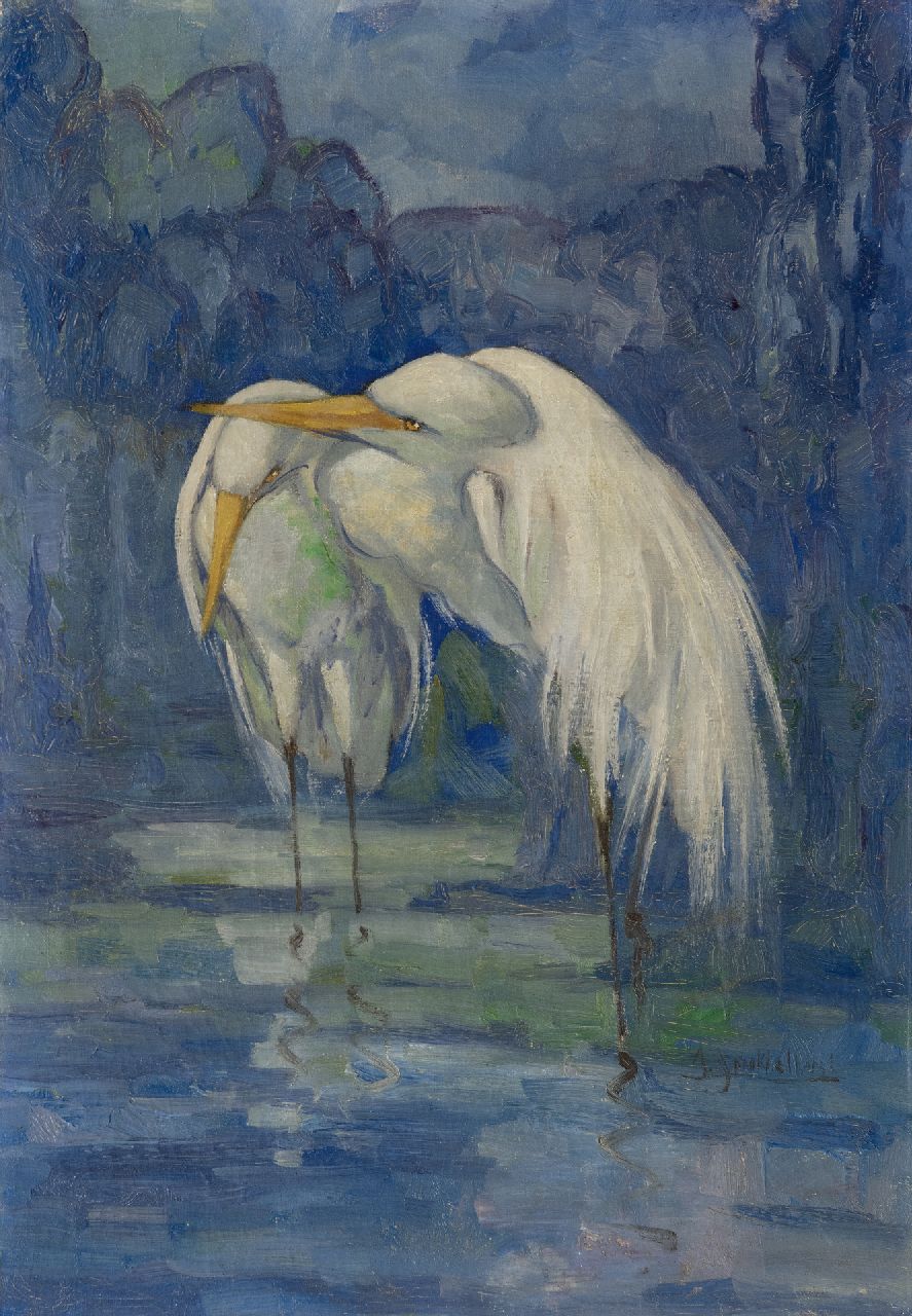 Klein Sprokkelhorst A.  | Albert Klein Sprokkelhorst, Twee kraanvogels, olieverf op doek 55,2 x 40,4 cm, gesigneerd rechtsonder en zonder lijst