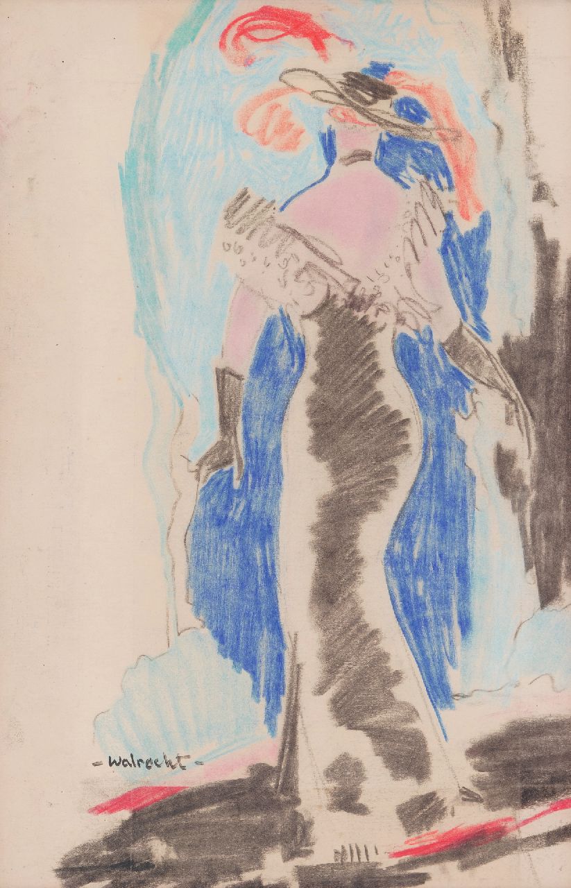 Ben Walrecht | Modieuze vrouw, pastel op papier, 32,9 x 21,6 cm, gesigneerd l.o. Ben Walrecht | Modieuze vrouw, pastel op papier, 32,9 x 21,6 cm, gesigneerd l.o.