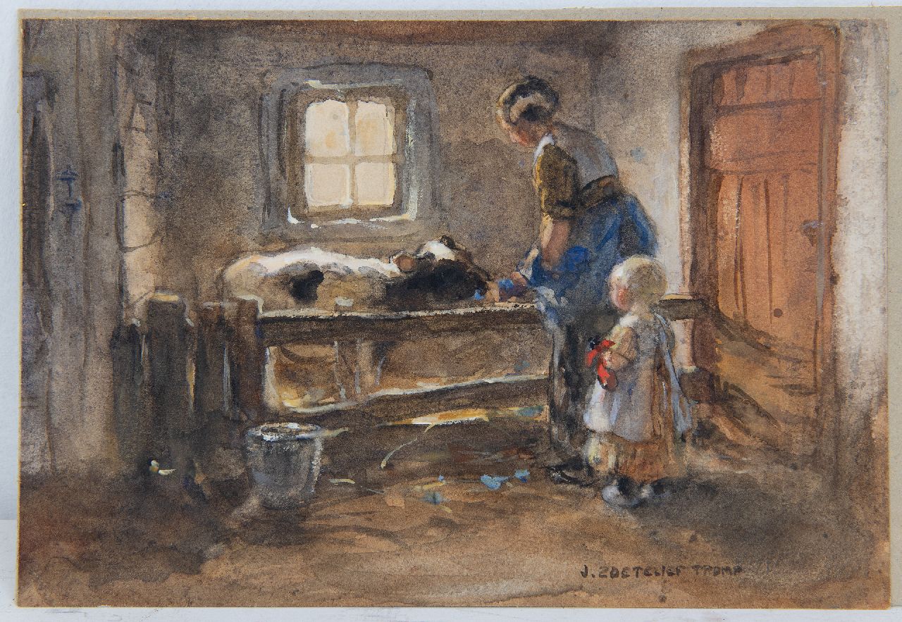 Zoetelief Tromp J. | Johannes 'Jan' Zoetelief Tromp | Aquarellen en tekeningen te koop aangeboden | Het kalfje voeren, aquarel op papier 15,5 x 22,9 cm, gesigneerd rechtsonder Zoetelief Tromp J. | Johannes 'Jan' Zoetelief Tromp | Aquarellen en tekeningen te koop aangeboden | Het kalfje voeren, aquarel op papier 15,5 x 22,9 cm, gesigneerd rechtsonder