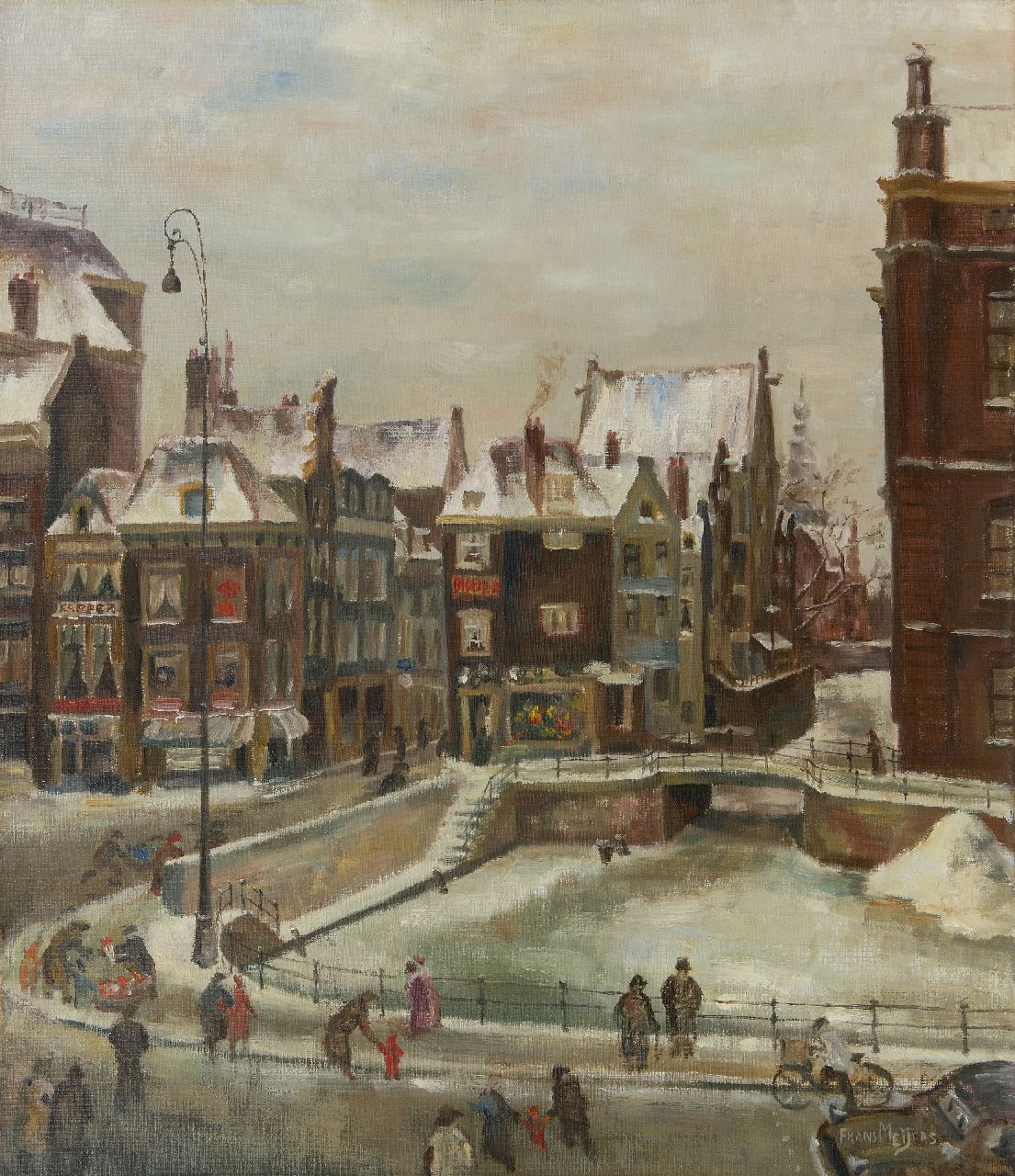 Meijers F. | Frans Meijers, Gezicht op het Rokin in Amsterdam vanuit Arti, olieverf op doek 70,1 x 60,1 cm, gesigneerd rechtsonder Meijers F. | Frans Meijers, Gezicht op het Rokin in Amsterdam vanuit Arti, olieverf op doek 70,1 x 60,1 cm, gesigneerd rechtsonder