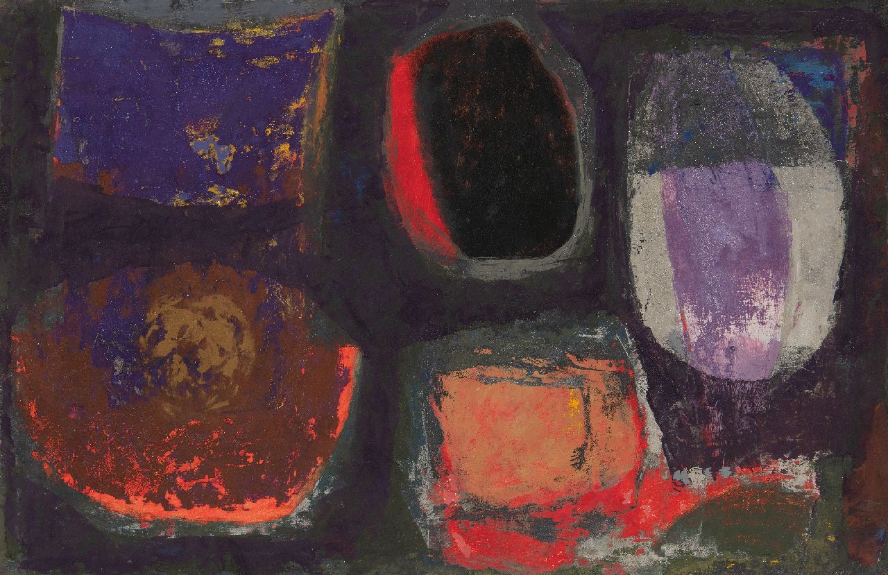 Leewens W.J.  | Willibrordus Joseph 'Will' Leewens, Kosmos, gouache op papier op board 32,0 x 52,0 cm, gesigneerd linksboven en gedateerd '62