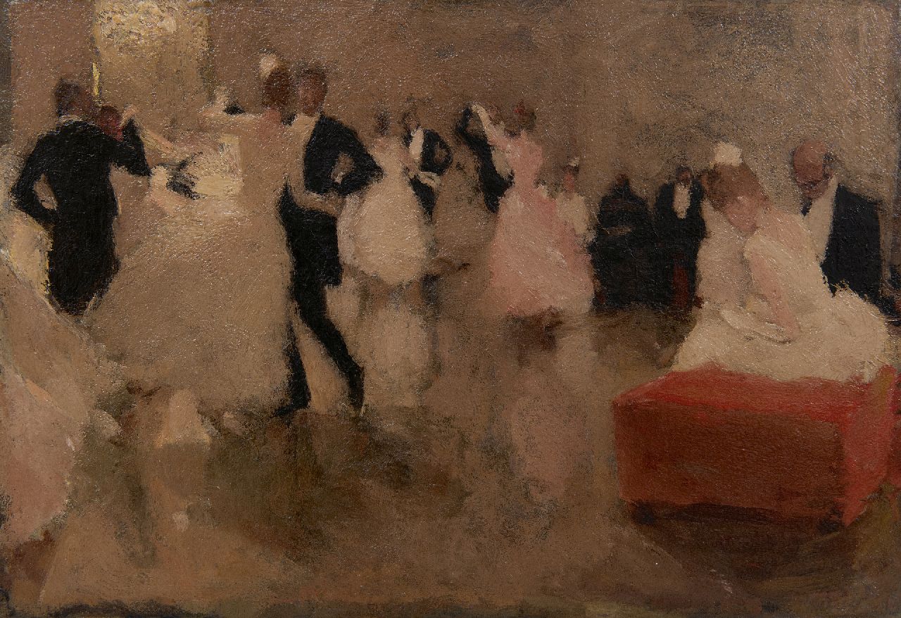 Bauer M.A.J. | 'Marius' Alexander Jacques Bauer, Het bal, olieverf op doek 30,7 x 43,6 cm Bauer M.A.J. | 'Marius' Alexander Jacques Bauer, Het bal, olieverf op doek 30,7 x 43,6 cm