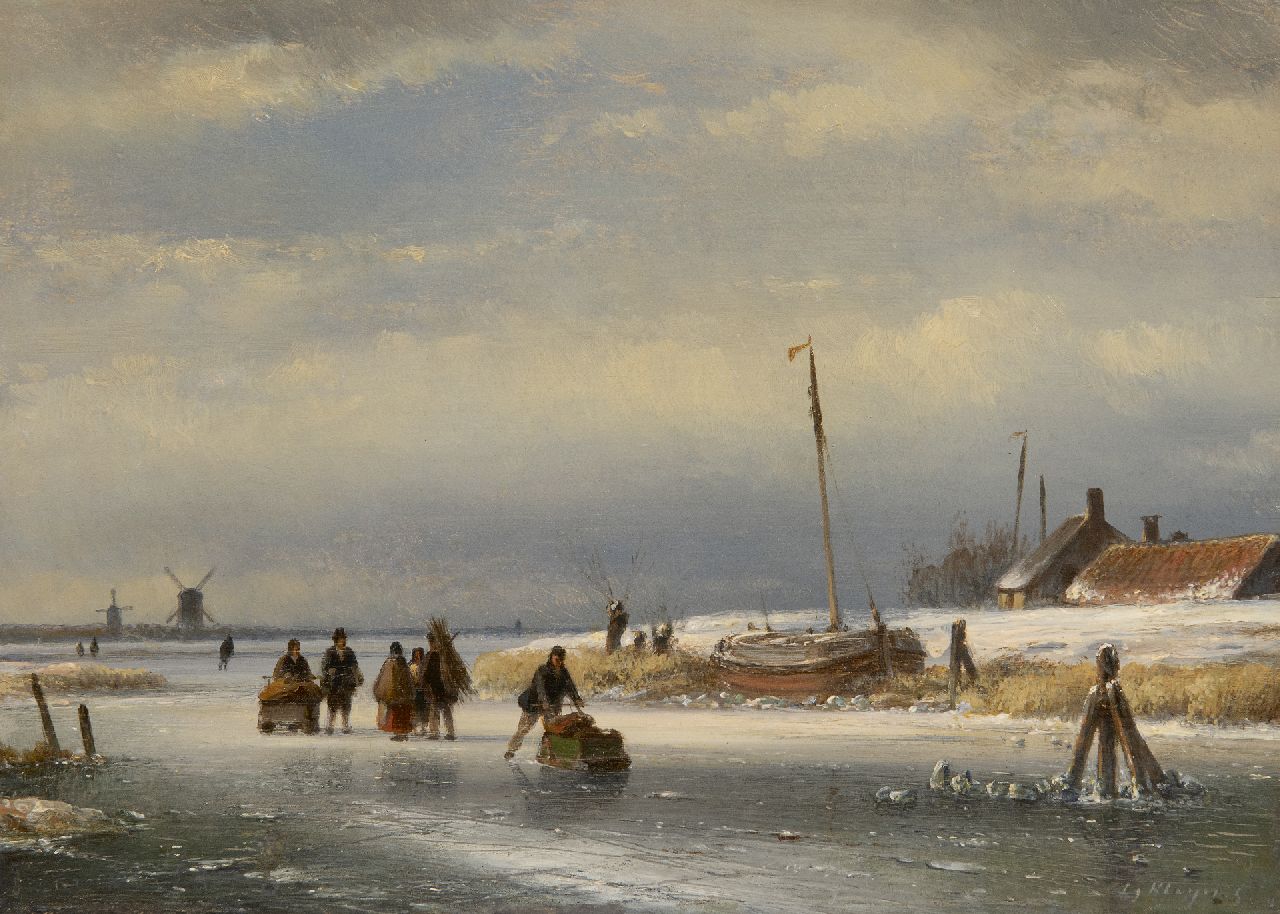 Kleijn L.J. | Lodewijk Johannes Kleijn | Schilderijen te koop aangeboden | IJsgezicht met schaatsers en werksleden, olieverf op paneel 23,0 x 31,7 cm, gesigneerd rechtsonder en zonder lijst Kleijn L.J. | Lodewijk Johannes Kleijn | Schilderijen te koop aangeboden | IJsgezicht met schaatsers en werksleden, olieverf op paneel 23,0 x 31,7 cm, gesigneerd rechtsonder en zonder lijst