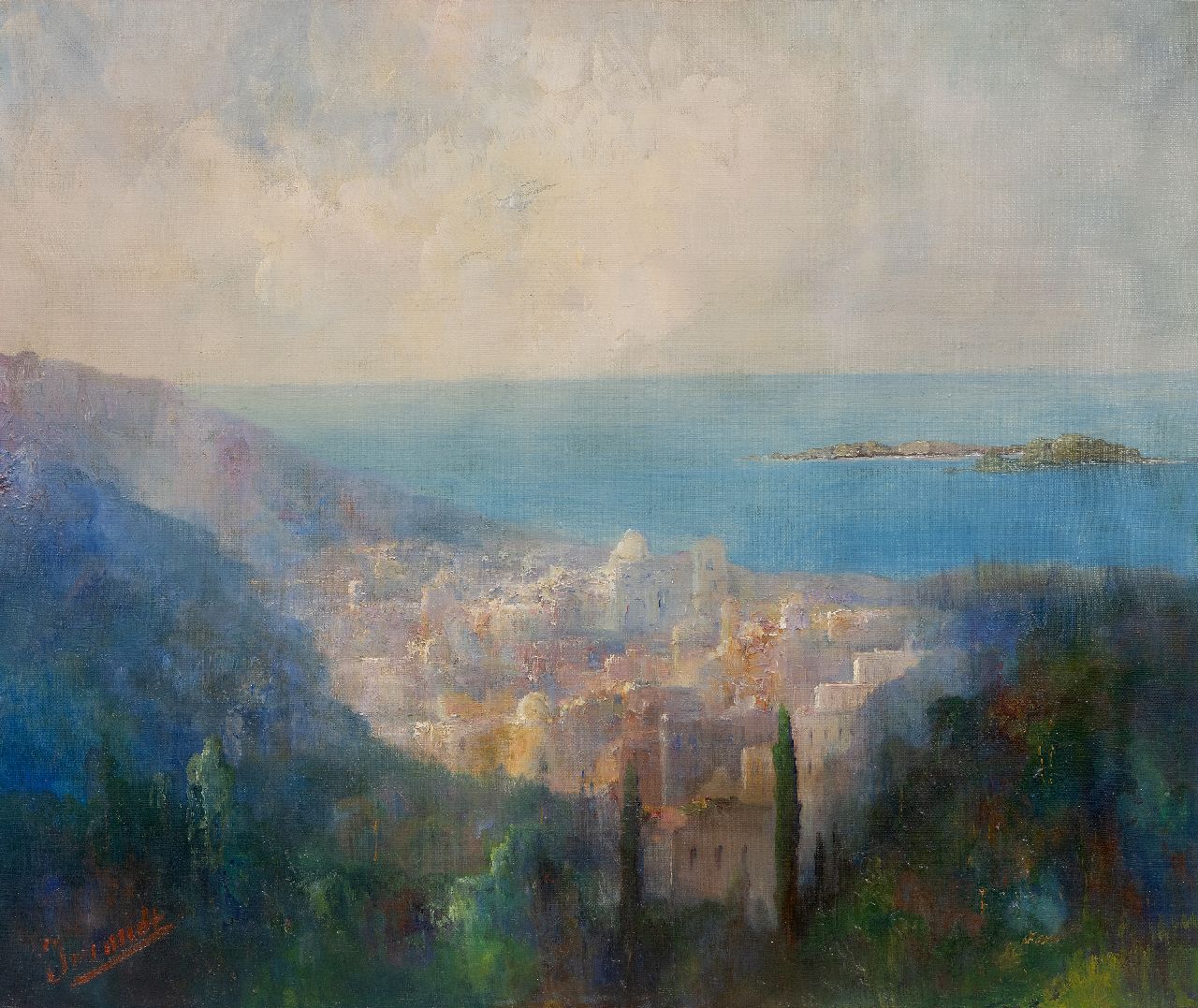 Imandt W. | Wilhelmus 'Willem' Jean Frederic Imandt | Schilderijen te koop aangeboden | Landschap Griekse archipel, olieverf op doek 50,5 x 60,5 cm, gesigneerd linksonder Imandt W. | Wilhelmus 'Willem' Jean Frederic Imandt | Schilderijen te koop aangeboden | Landschap Griekse archipel, olieverf op doek 50,5 x 60,5 cm, gesigneerd linksonder