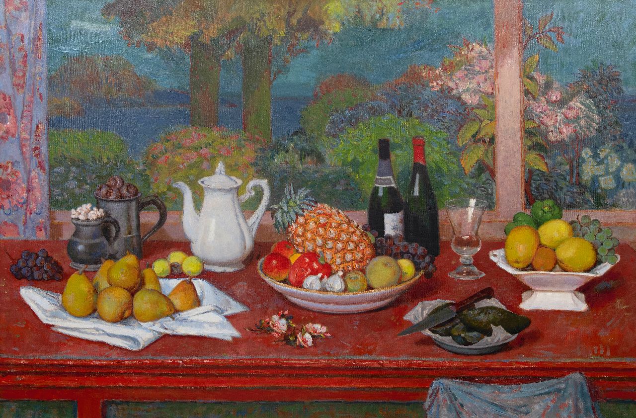Röling G.V.A.  | Gerard Victor Alphons 'Gé' Röling | Schilderijen te koop aangeboden | Frans buffet aan het water, olieverf op doek 99,5 x 150,6 cm, gesigneerd middenonder