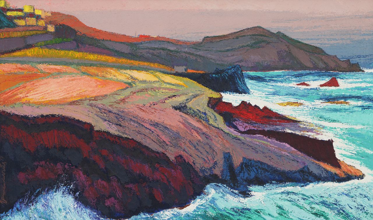 Vries J. de | Jannes de Vries, Vulkanisch landschap, Tenerife, olieverf op doek 60,0 x 100,0 cm, gesigneerd linksonder en gedateerd 1977