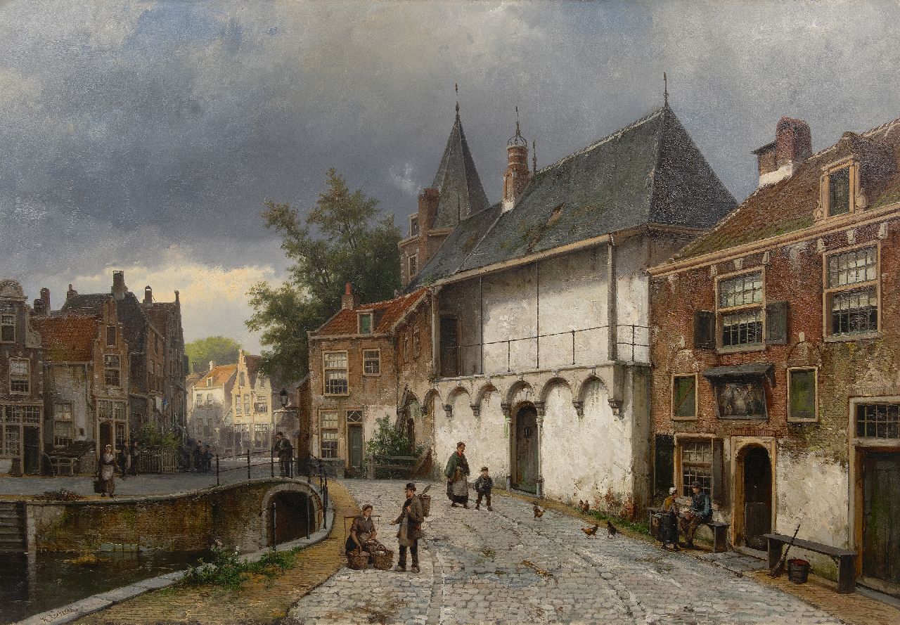 Koekkoek W. | Willem Koekkoek, Gezicht op de Koppelpoort te Amersfoort, olieverf op doek 86,5 x 125,5 cm, gesigneerd linksonder Koekkoek W. | Willem Koekkoek, Gezicht op de Koppelpoort te Amersfoort, olieverf op doek 86,5 x 125,5 cm, gesigneerd linksonder