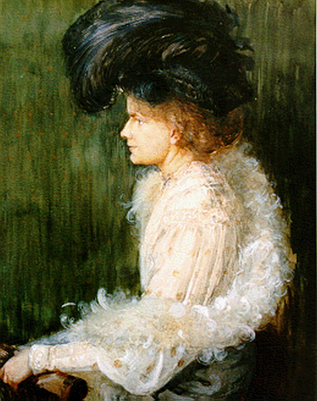 Wagenführ G. | Georg Wagenführ, Een elegante dame met veren op haar hoed, aquarel op papier 59,0 x 44,0 cm, gesigneerd rechtsonder en gedateerd '05 Wagenführ G. | Georg Wagenführ, Een elegante dame met veren op haar hoed, aquarel op papier 59,0 x 44,0 cm, gesigneerd rechtsonder en gedateerd '05