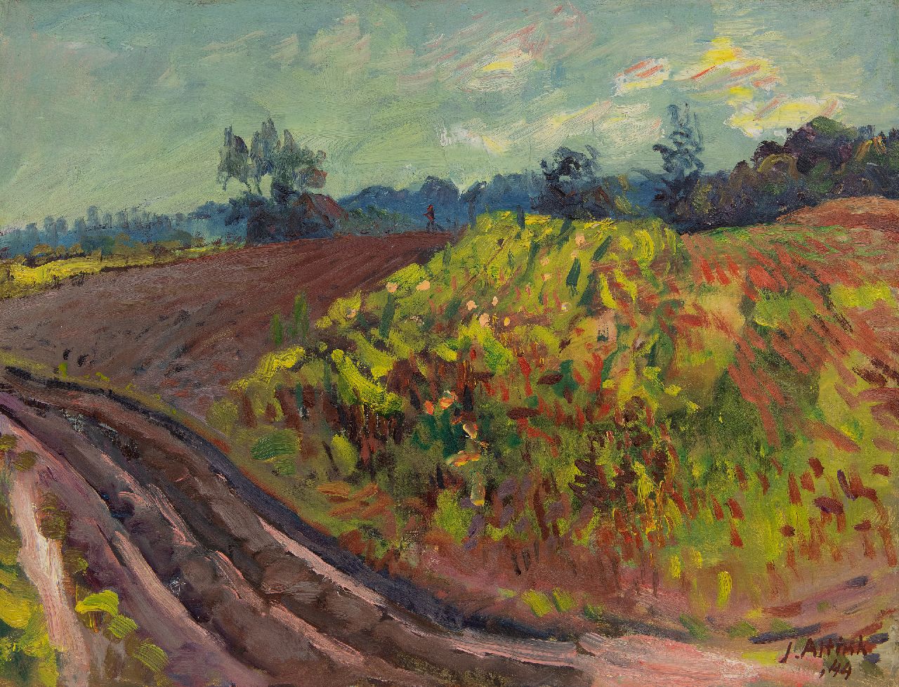 Altink J. | Jan Altink, Drents zomerlandschap, olieverf op doek 48,0 x 62,7 cm, gesigneerd rechtsonder en gedateerd '44 Altink J. | Jan Altink, Drents zomerlandschap, olieverf op doek 48,0 x 62,7 cm, gesigneerd rechtsonder en gedateerd '44