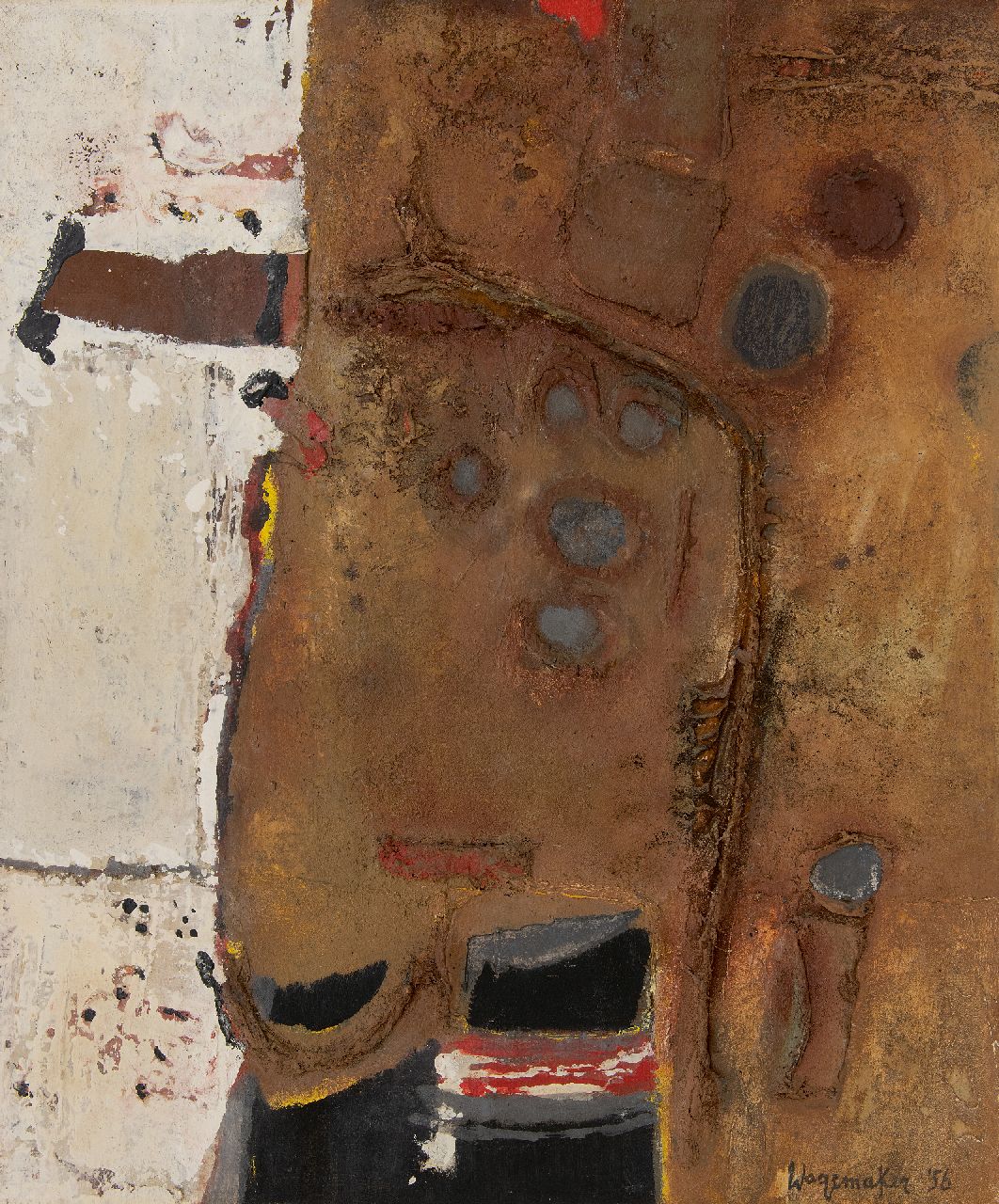 Wagemaker A.B. | Adriaan Barend 'Jaap' Wagemaker, Spaanse aarde, gemengde techniek op doek 65,3 x 55,5 cm, gesigneerd rechtsonder en gedateerd '56 Wagemaker A.B. | Adriaan Barend 'Jaap' Wagemaker, Spaanse aarde, gemengde techniek op doek 65,3 x 55,5 cm, gesigneerd rechtsonder en gedateerd '56