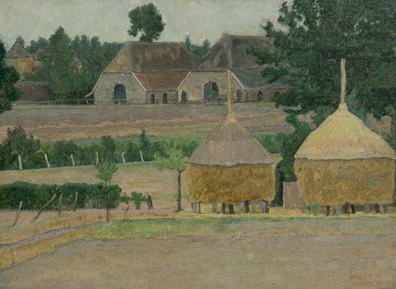 Huszár V. | Vilmos Huszár | Schilderijen te koop aangeboden | Boerderij in Almen, olieverf op doek op paneel 38,1 x 50,9 cm, gesigneerd rechtsonder en gedateerd 1911 VIII Huszár V. | Vilmos Huszár | Schilderijen te koop aangeboden | Boerderij in Almen, olieverf op doek op paneel 38,1 x 50,9 cm, gesigneerd rechtsonder en gedateerd 1911 VIII