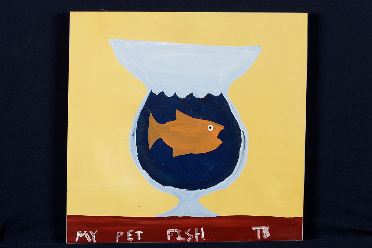Brown T.  | Timothy 'Tim' Brown, My pet fish, acryl op paneel 39,0 x 40,0 cm, gesigneerd rechtsonder met initialen