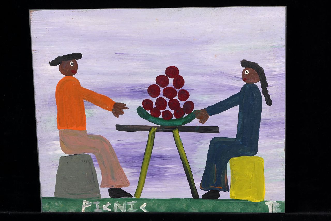 Brown T.  | Timothy 'Tim' Brown, Picnic, acryl op paneel 34,0 x 42,0 cm, gesigneerd rechtsonder met initialen
