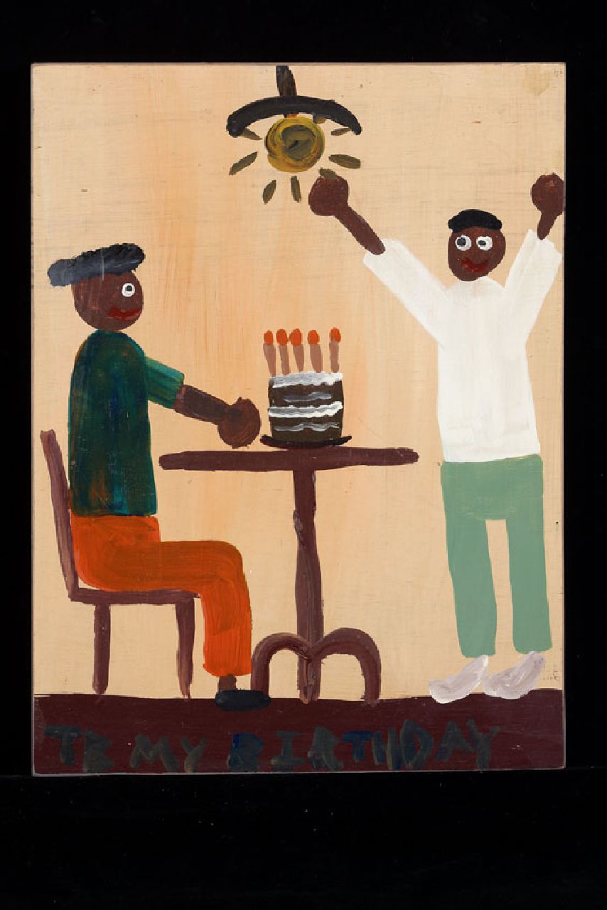 Brown T.  | Timothy 'Tim' Brown, My birthday, acryl op paneel 41,0 x 30,0 cm, gesigneerd linksonder met initialen
