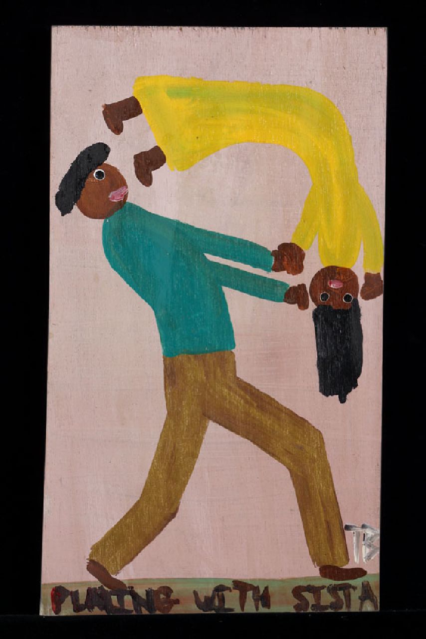Brown T. | Timothy 'Tim' Brown, Playing with sista, acryl op paneel 53,0 x 30,0 cm, gesigneerd rechtsonder met initialen Brown T. | Timothy 'Tim' Brown, Playing with sista, acryl op paneel 53,0 x 30,0 cm, gesigneerd rechtsonder met initialen