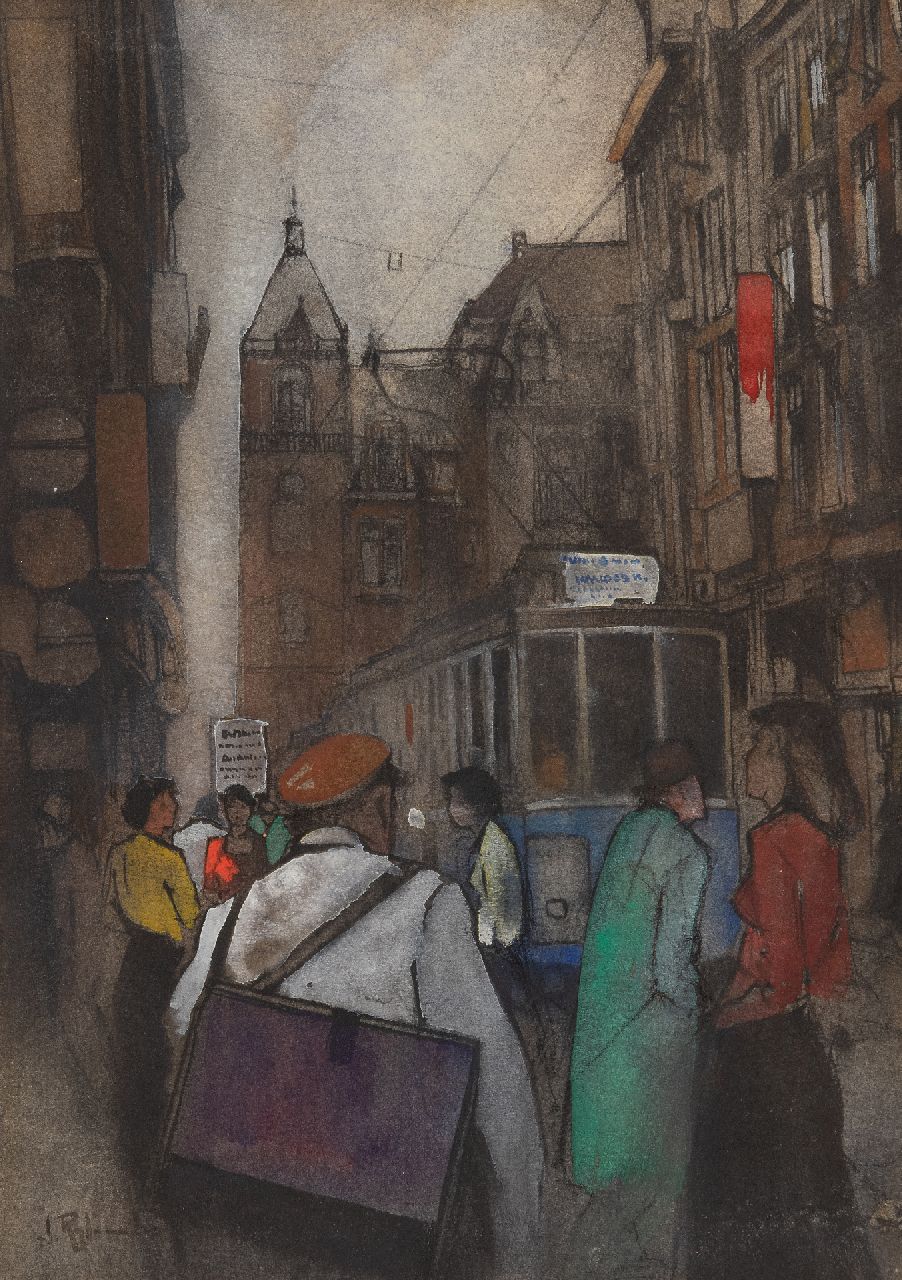 Rijlaarsdam J. | Jan Rijlaarsdam | Aquarellen en tekeningen te koop aangeboden | Winkelend publiek in de Amsterdamse Leidsestraat, pastel en aquarel op papier 28,2 x 20,2 cm, gesigneerd linksonder Rijlaarsdam J. | Jan Rijlaarsdam | Aquarellen en tekeningen te koop aangeboden | Winkelend publiek in de Amsterdamse Leidsestraat, pastel en aquarel op papier 28,2 x 20,2 cm, gesigneerd linksonder