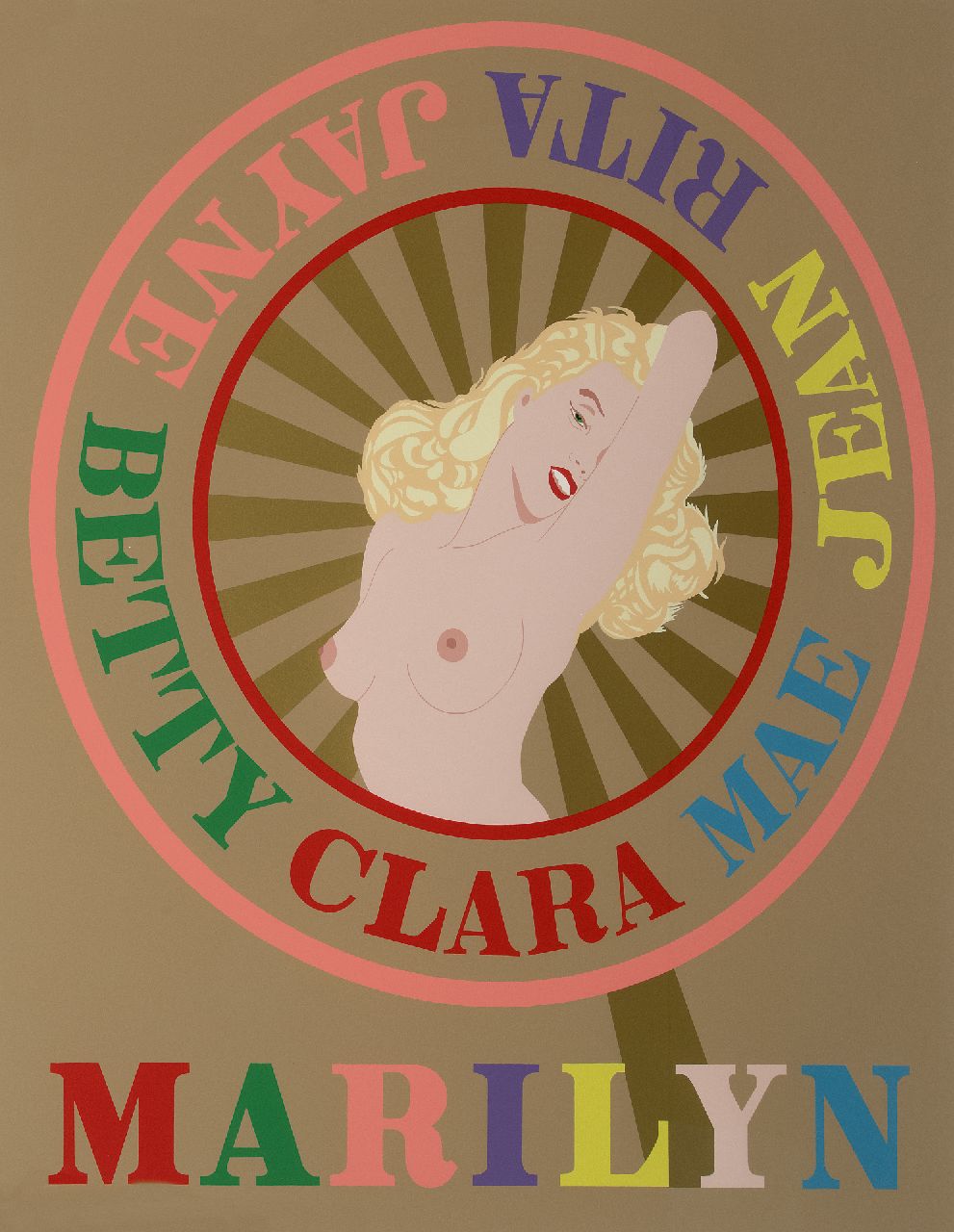 Indiana (Robert Clark) R. | Robert Indiana (Robert Clark) | Grafiek te koop aangeboden | Sunburst Marilyn (Homage to Marilyn Monroe), zeefdruk op papier 85,0 x 71,5 cm, gesigneerd rechtsonder (in potlood) en gedateerd 2001 (in potlood) Indiana (Robert Clark) R. | Robert Indiana (Robert Clark) | Grafiek te koop aangeboden | Sunburst Marilyn (Homage to Marilyn Monroe), zeefdruk op papier 85,0 x 71,5 cm, gesigneerd rechtsonder (in potlood) en gedateerd 2001 (in potlood)