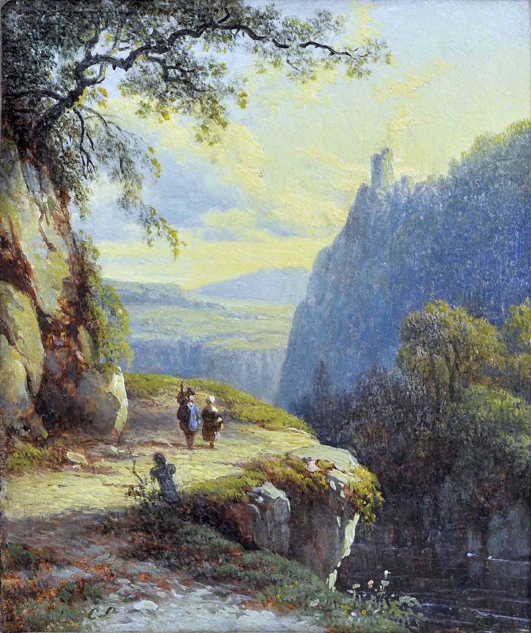 Lieste C. | Cornelis Lieste, Paysage montagneuse, olieverf op paneel 10,2 x 8,6 cm, gesigneerd linksonder initialen Lieste C. | Cornelis Lieste, Paysage montagneuse, olieverf op paneel 10,2 x 8,6 cm, gesigneerd linksonder initialen