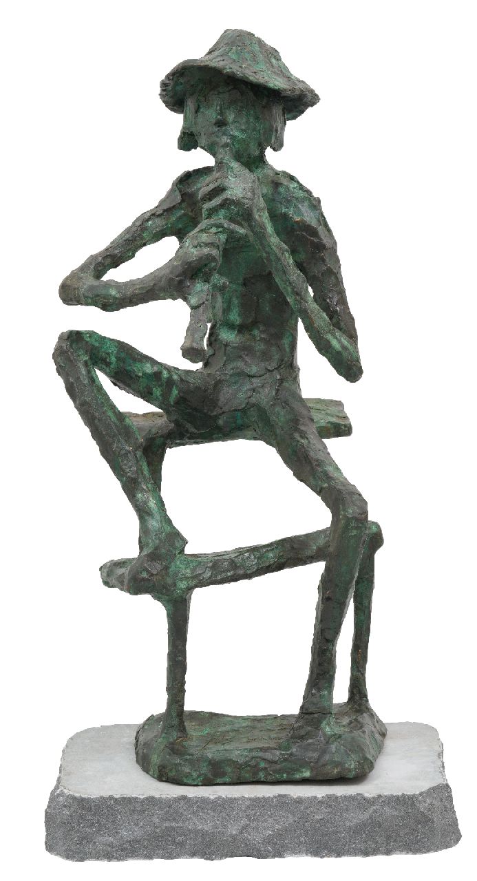 Bakker W.F. | Willem Frederik 'Jits' Bakker | Beelden en objecten te koop aangeboden | Fluitspeler, brons 86,5 x 44,0 cm, gesigneerd op de basis Bakker W.F. | Willem Frederik 'Jits' Bakker | Beelden en objecten te koop aangeboden | Fluitspeler, brons 86,5 x 44,0 cm, gesigneerd op de basis
