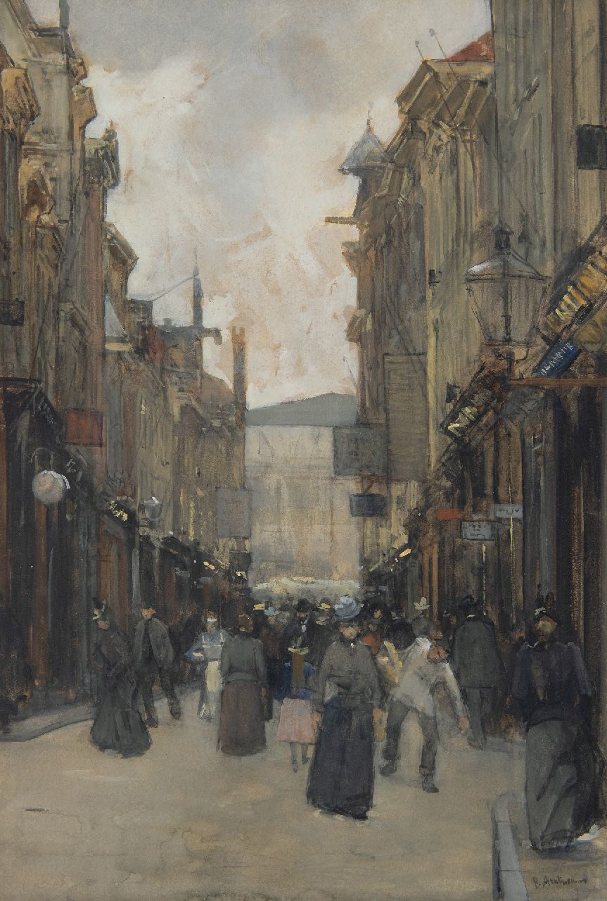 Arntzenius P.F.N.J. | Pieter Florentius Nicolaas Jacobus 'Floris' Arntzenius | Aquarellen en tekeningen te koop aangeboden | Drukbevolkte Spuistraat in Den Haag, aquarel en gouache op papier 50,1 x 33,9 cm, gesigneerd rechtsonder Arntzenius P.F.N.J. | Pieter Florentius Nicolaas Jacobus 'Floris' Arntzenius | Aquarellen en tekeningen te koop aangeboden | Drukbevolkte Spuistraat in Den Haag, aquarel en gouache op papier 50,1 x 33,9 cm, gesigneerd rechtsonder
