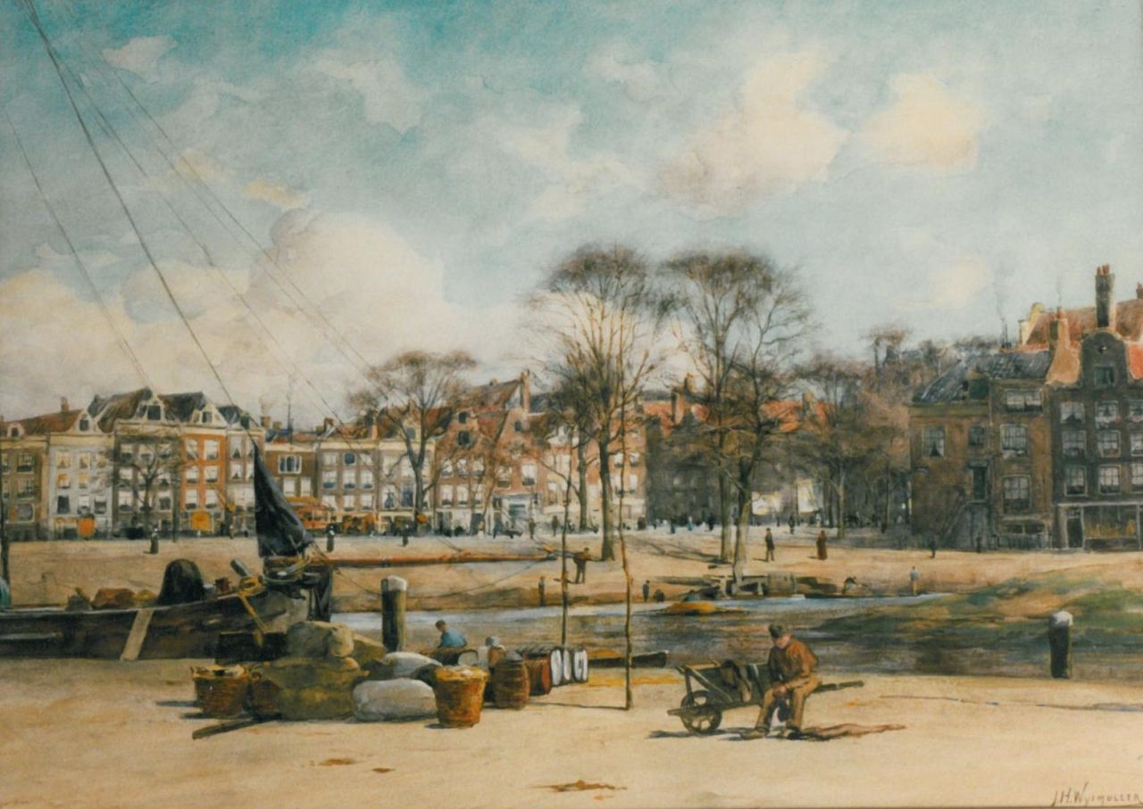 Wijsmuller J.H. | Jan Hillebrand Wijsmuller, Amsterdams stadsgezicht, aquarel op papier 42,5 x 59,8 cm, gesigneerd rechtsonder Wijsmuller J.H. | Jan Hillebrand Wijsmuller, Amsterdams stadsgezicht, aquarel op papier 42,5 x 59,8 cm, gesigneerd rechtsonder