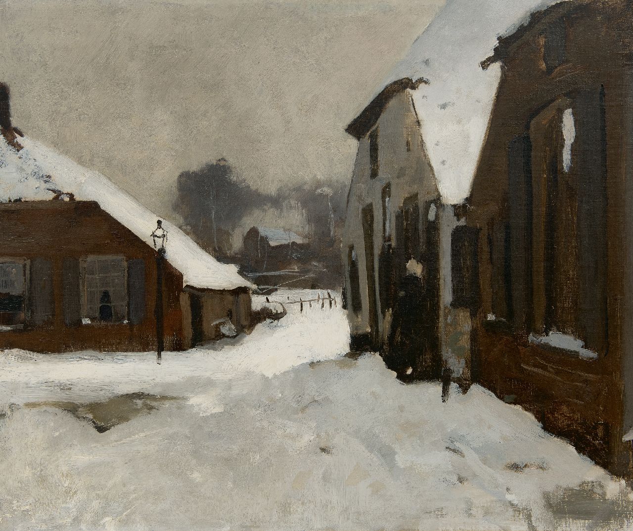 Witsen W.A.  | 'Willem' Arnold Witsen, Winter in Ede, de Driehoek, olieverf op doek 55,2 x 66,5 cm, te dateren ca. 1895-1902