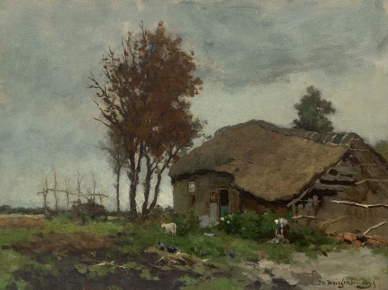 Weissenbruch H.J. | Hendrik Johannes 'J.H.' Weissenbruch, De oude boerderij, olieverf op doek 45,8 x 60,8 cm, gesigneerd rechtsonder Weissenbruch H.J. | Hendrik Johannes 'J.H.' Weissenbruch, De oude boerderij, olieverf op doek 45,8 x 60,8 cm, gesigneerd rechtsonder