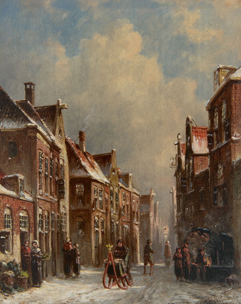 Vertin P.G.  | Petrus Gerardus Vertin, Winters dorpsstraatje, olieverf op paneel 24,1 x 19,0 cm, gesigneerd rechtsonder en gedateerd '67
