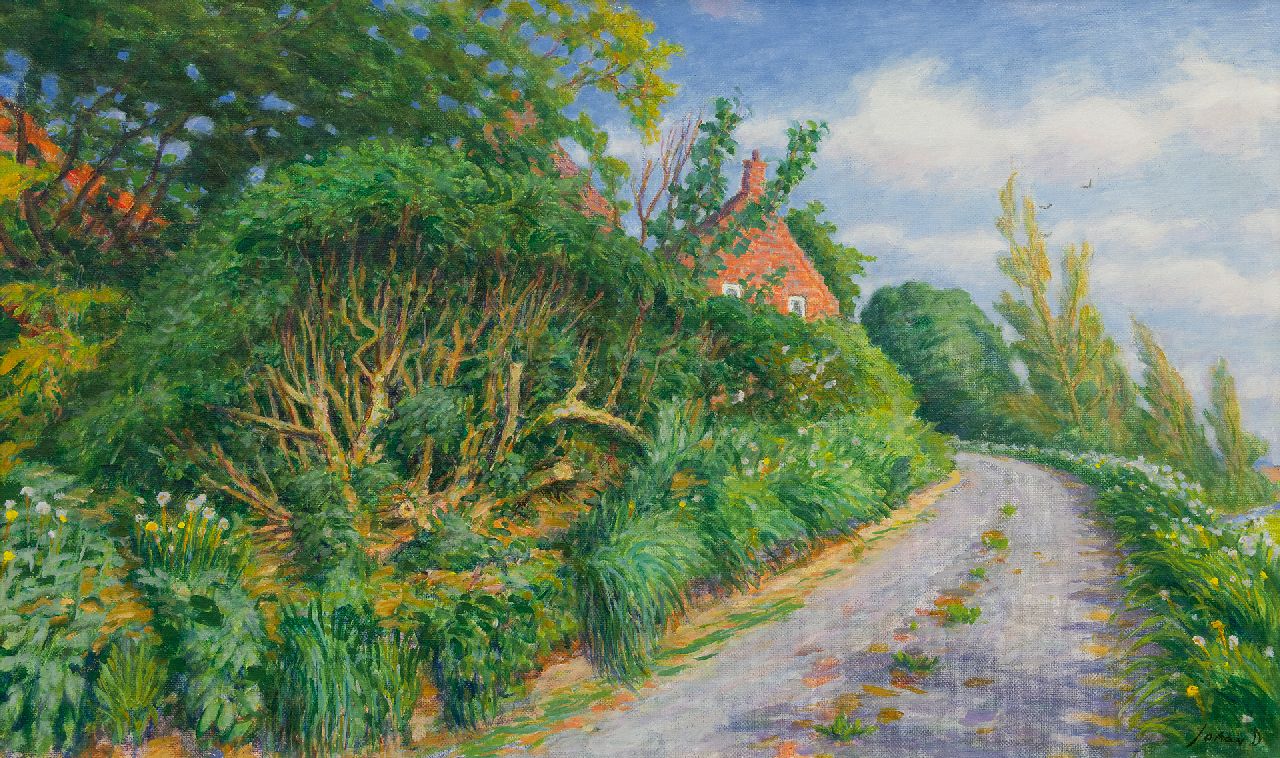 Dijkstra J.  | Johannes 'Johan' Dijkstra | Schilderijen te koop aangeboden | Landweg in Ezinge, olieverf op doek 60,0 x 100,0 cm, gesigneerd rechtsonder