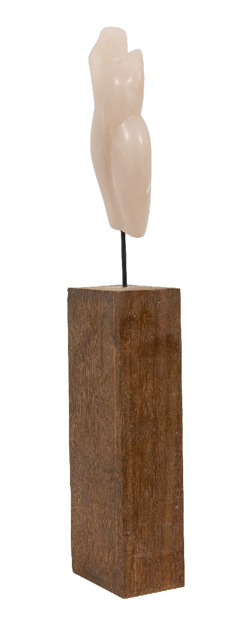 Hollandse School, 20e eeuw   | Hollandse School, 20e eeuw |  te koop aangeboden | Vrouwentorso, roze albast 17,5 x 7,0 cm