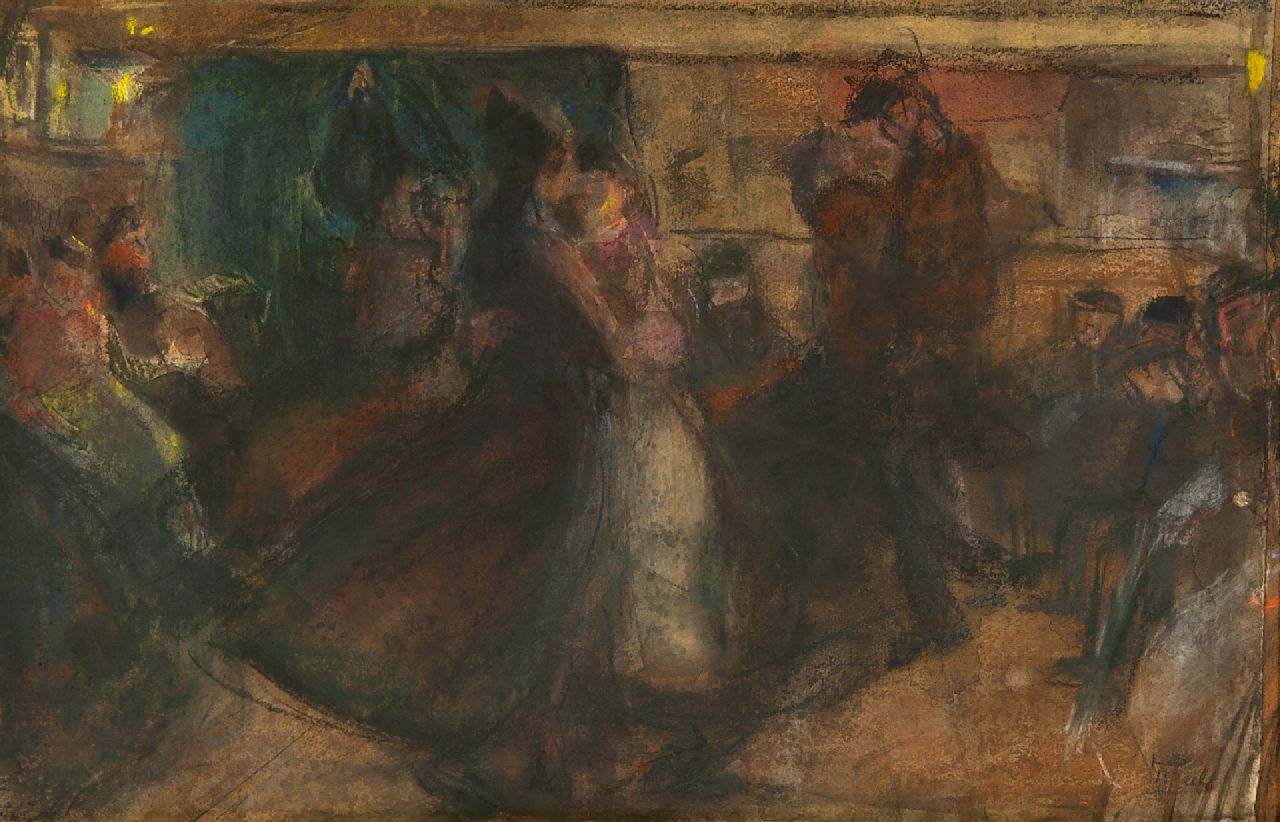 Israels I.L.  | 'Isaac' Lazarus Israels, Danshuis aan de Zeedijk, pastel op papier 35,5 x 54,0 cm, gesigneerd rechtsonder en te dateren ca. 1892-1893