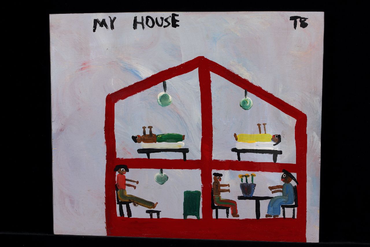 Brown T. | Timothy 'Tim' Brown, My house, acryl op paneel 40,0 x 49,0 cm, gesigneerd rechtsboven met initialen Brown T. | Timothy 'Tim' Brown, My house, acryl op paneel 40,0 x 49,0 cm, gesigneerd rechtsboven met initialen
