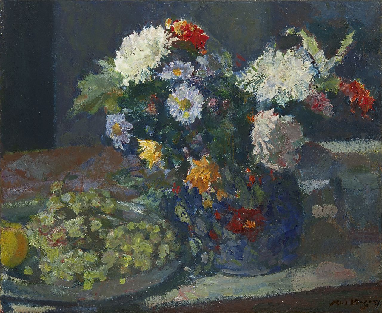 Verwey K. | Kees Verwey | Schilderijen te koop aangeboden | Stilleven met herfstbloemen, olieverf op doek 50,6 x 60,7 cm, gesigneerd rechtsonder Verwey K. | Kees Verwey | Schilderijen te koop aangeboden | Stilleven met herfstbloemen, olieverf op doek 50,6 x 60,7 cm, gesigneerd rechtsonder