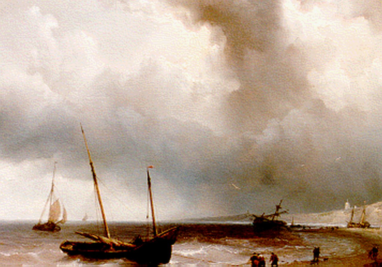 Meijer J.H.L. | Johan Hendrik 'Louis' Meijer, Visserschepen voor anker in baai, olieverf op paneel 27,2 x 35,4 cm, gesigneerd linksonder en gedateerd 1850 Meijer J.H.L. | Johan Hendrik 'Louis' Meijer, Visserschepen voor anker in baai, olieverf op paneel 27,2 x 35,4 cm, gesigneerd linksonder en gedateerd 1850