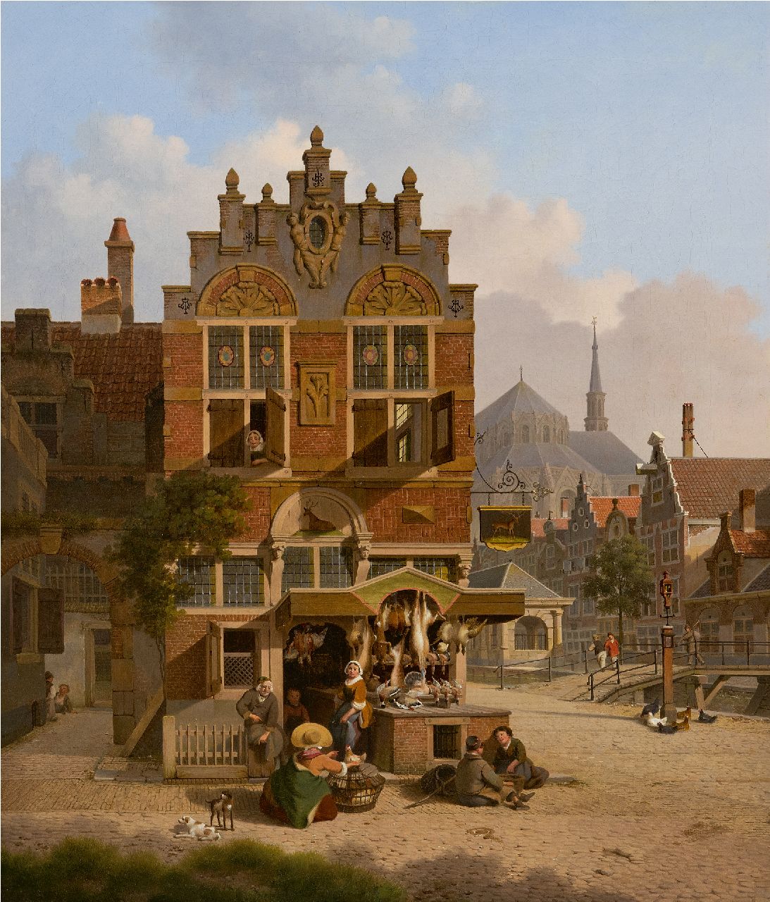 Verheijen J.H. | Jan Hendrik Verheijen, De pluimveemarkt, olieverf op doek 64,7 x 54,9 cm, gesigneerd linksonder en zonder lijst Verheijen J.H. | Jan Hendrik Verheijen, De pluimveemarkt, olieverf op doek 64,7 x 54,9 cm, gesigneerd linksonder en zonder lijst