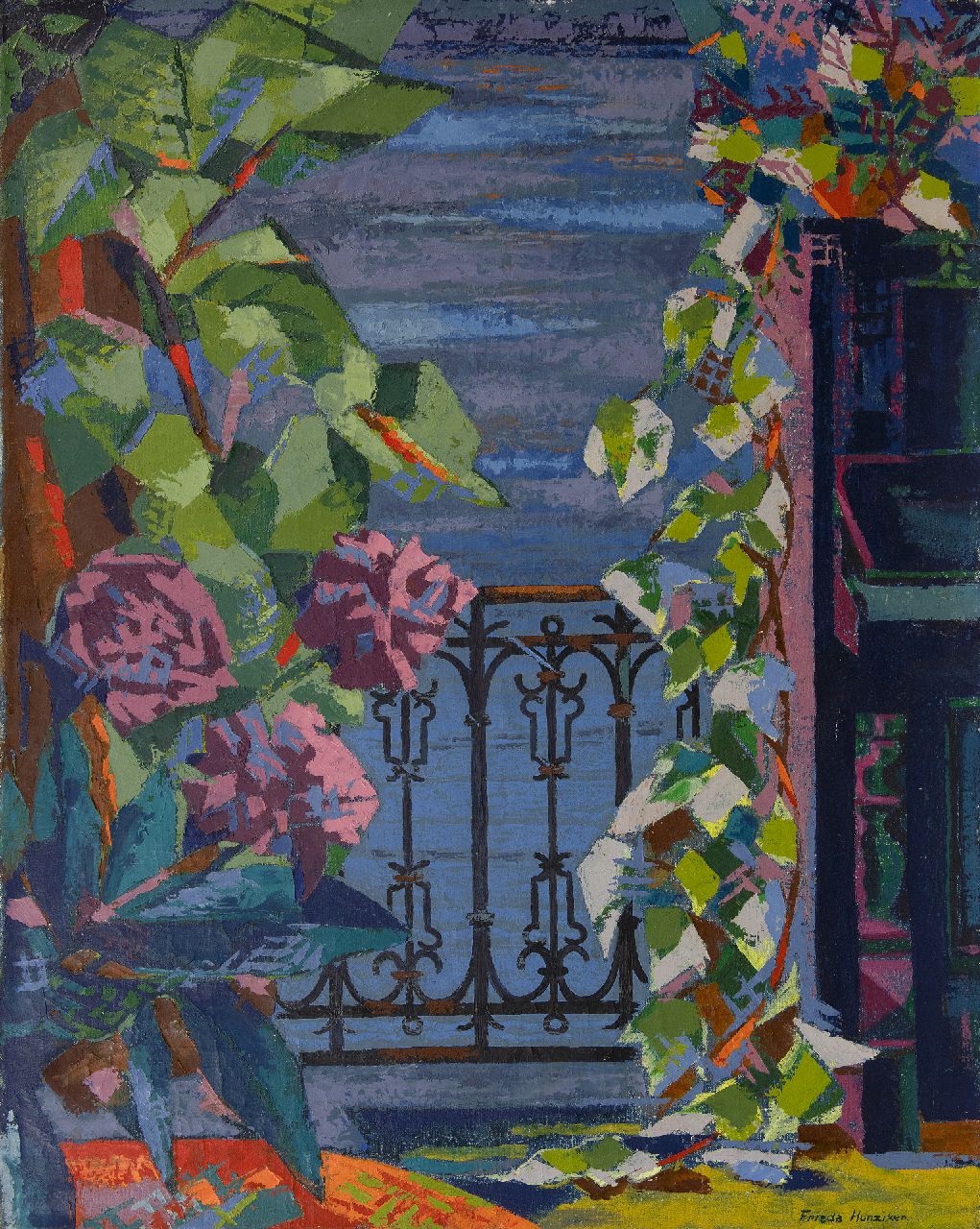 Hunziker F. | Frieda Hunziker, Balcon en piano, olieverf op doek 75,6 x 60,4 cm, gesigneerd rechtsonder en te dateren ca. 1947 Hunziker F. | Frieda Hunziker, Balcon en piano, olieverf op doek 75,6 x 60,4 cm, gesigneerd rechtsonder en te dateren ca. 1947