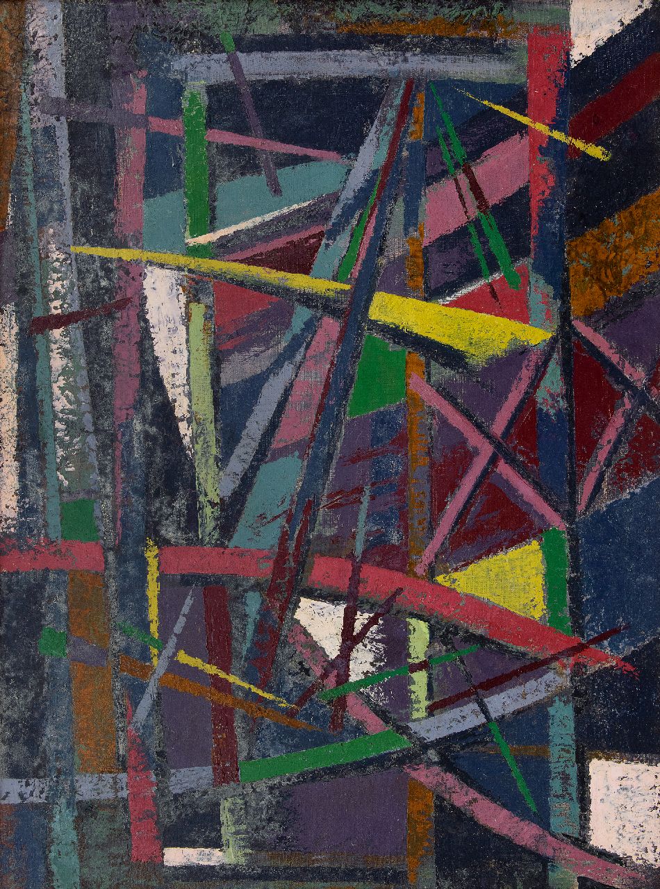 Hunziker F. | Frieda Hunziker, Compositie, olieverf op doek 80,2 x 60,2 cm, gesigneerd verso en te dateren 1948 Hunziker F. | Frieda Hunziker, Compositie, olieverf op doek 80,2 x 60,2 cm, gesigneerd verso en te dateren 1948