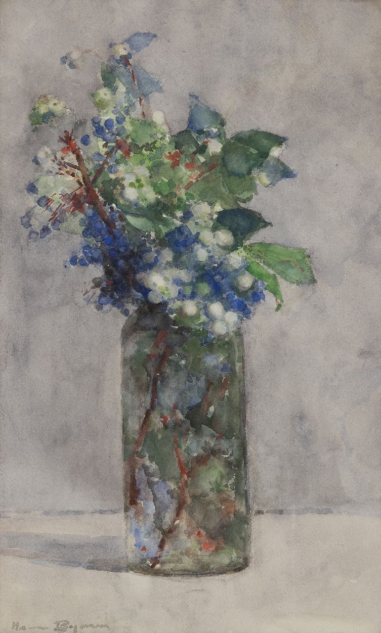 Bogman jr. H.A.C. | Hermanus Adrianus Charles 'Herman' Bogman jr., Bloeiende takken in een vaas, aquarel op papier 49,5 x 30,5 cm, gesigneerd linksonder Bogman jr. H.A.C. | Hermanus Adrianus Charles 'Herman' Bogman jr., Bloeiende takken in een vaas, aquarel op papier 49,5 x 30,5 cm, gesigneerd linksonder