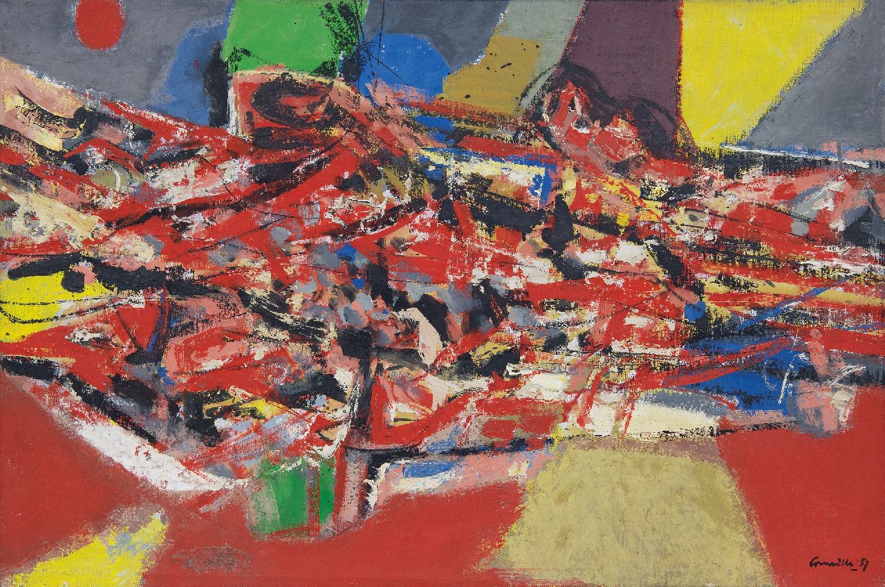 Corneille ('Corneille' Guillaume Beverloo) | Corneille ('Corneille' Guillaume Beverloo) | Schilderijen te koop aangeboden | Présence de l'été, olieverf op doek 54,2 x 81,0 cm, gesigneerd rechtsonder en gedateerd '57 Corneille ('Corneille' Guillaume Beverloo) | Corneille ('Corneille' Guillaume Beverloo) | Schilderijen te koop aangeboden | Présence de l'été, olieverf op doek 54,2 x 81,0 cm, gesigneerd rechtsonder en gedateerd '57